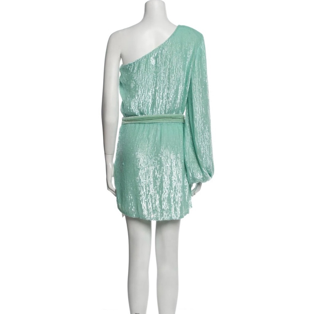 Retrofete One-Shoulder Mini Dress Seafoam Green
